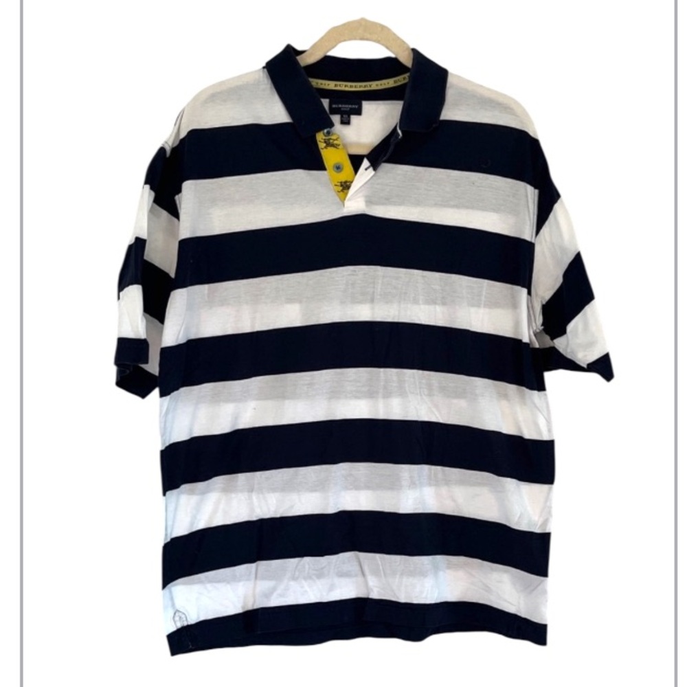 Burberry Golf Polo Shirt Sz XL Navy and White Logo